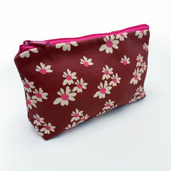 Canvas Daisy Zipper Pouch