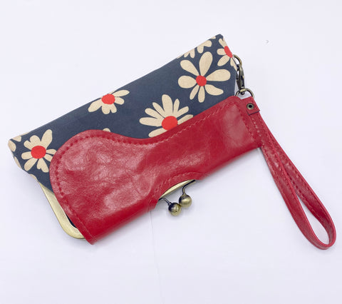 The Audrey Clutch Daisy Red Cream + Blue