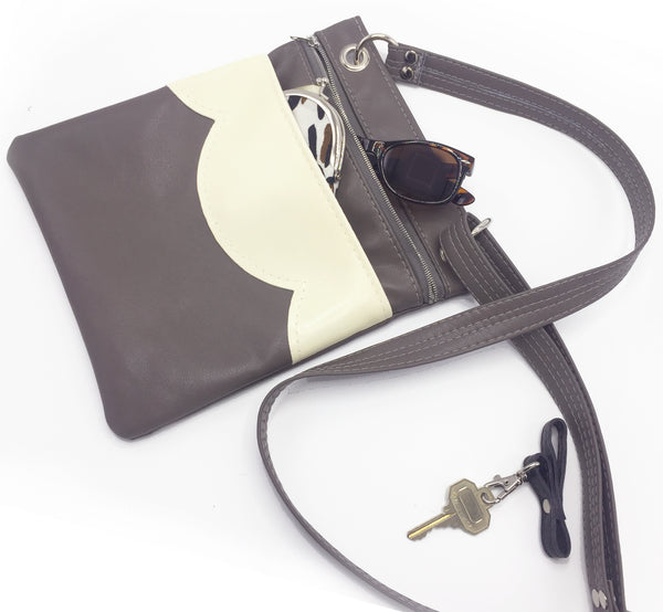 Grey Vegan Leather Travel Bag Crossbody Bag