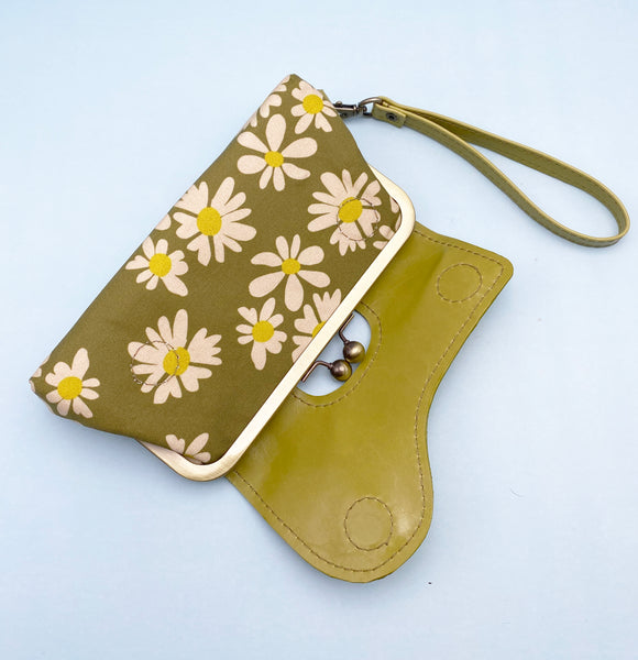 The Audrey Wallet Clutch Green + Chartreuse Daisy