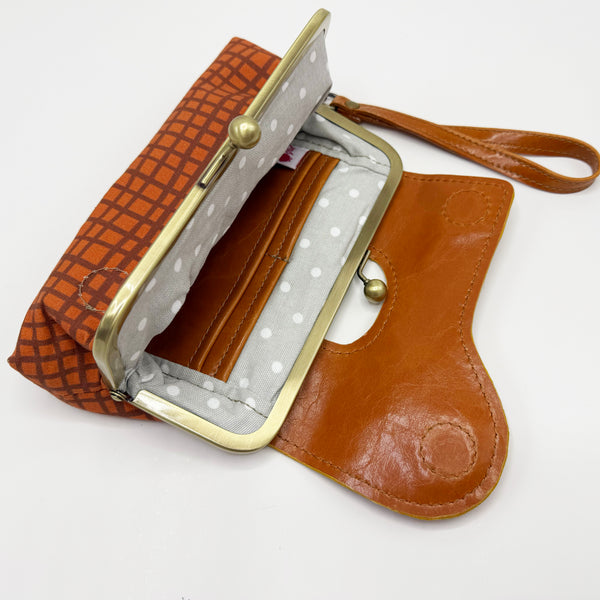 The Audrey Cross Body Clutch Burnt Orange + Caramel - Wavy Stripe