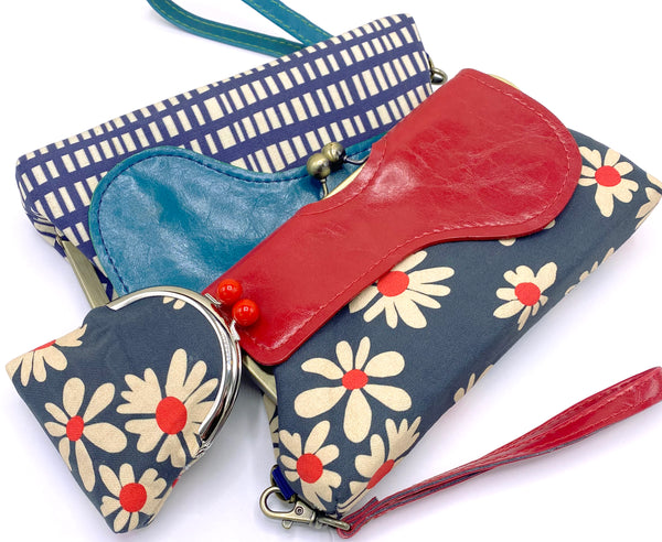 The Audrey Clutch Daisy Red Cream + Blue