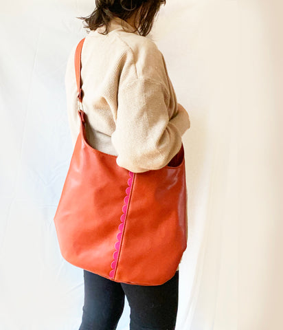 The Twyla Tote - Coral + Hot Pink